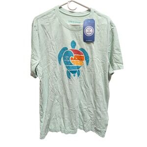 Life is Good Mens Crusher Tee Mint Green Sea Turtle Graphic T-Shirt Large NEW